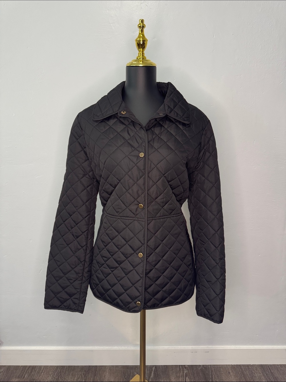 Lauren Ralph Lauren Black Quilted Snap-Front Jacket